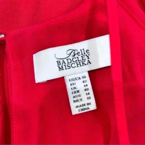 Belle Badgley Mischka cold shoulder ruffle front blouse, keyhole, 3/4 sleeve - Picture 3 of 8